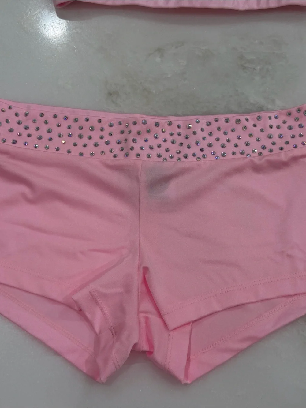 Soft Pink Dallaswear Halter Neck Rhinestone Top & Shorts NFL Dance Audition Set